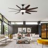 YUHAO 71" Integrated LED Lighting Ceiling Fan with 9 Wood Grain Blade