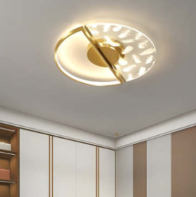 New LED Ceiling Light Modern Simple And Light Luxury Bedroom (Option: 45cm Golden Feather-Monochrome White Light)