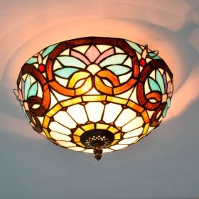 Mediterranean Retro Stained Glass Ceiling Lamp (Option: Ceiling Lamp)
