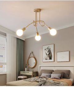 Industrial Wind Multi-head Elbow Iron Droplight (Option: Without Light Source-3 Heads Gold)