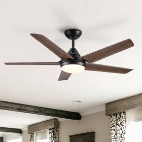 48 In Intergrated LED Ceiling Fan Lighting with Brown Wood Grain ABS Blade (Color: As pic)