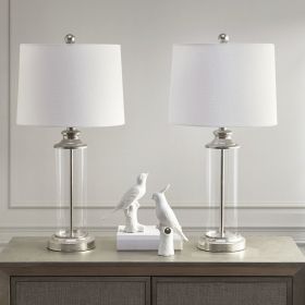 Clarity Glass Cylinder Table Lamp Set of 2 (Color: As pic)