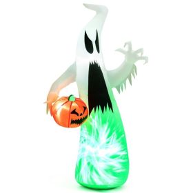 Holiday Backyard Decor Halloween Inflatable Horror Ghost  W/LED Lights (Color: White & Green)