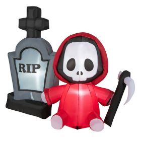 Holiday Backyard Decor Halloween Inflatable Horror Ghost  W/LED Lights (Color: Red)