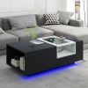 LED Coffee Table with Storage, Modern Center Table with Open Display Shelf, Accent Furniture with LED Lights for Living Room