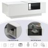 LED Coffee Table with Storage, Modern Center Table with Open Display Shelf, Accent Furniture with LED Lights for Living Room