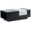 LED Coffee Table with Storage, Modern Center Table with Open Display Shelf, Accent Furniture with LED Lights for Living Room