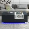 LED Coffee Table with Storage, Modern Center Table with Open Display Shelf, Accent Furniture with LED Lights for Living Room