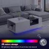 LED Coffee Table with Storage, Modern Center Table with Open Display Shelf, Accent Furniture with LED Lights for Living Room