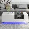 LED Coffee Table with Storage, Modern Center Table with Open Display Shelf, Accent Furniture with LED Lights for Living Room