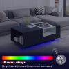 LED Coffee Table with Storage, Modern Center Table with Open Display Shelf, Accent Furniture with LED Lights for Living Room