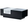 LED Coffee Table with Storage, Modern Center Table with Open Display Shelf, Accent Furniture with LED Lights for Living Room
