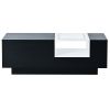 LED Coffee Table with Storage, Modern Center Table with Open Display Shelf, Accent Furniture with LED Lights for Living Room